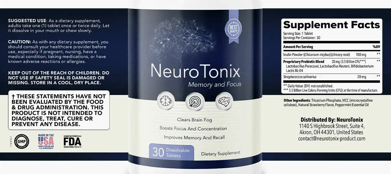 NeuroTonix Supplement Facts